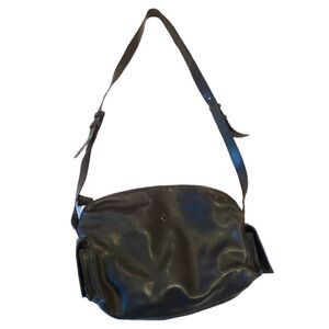 1161 1980s Bottega Veneta Crossbody Marco Polo Black Pebbled Leather Bag